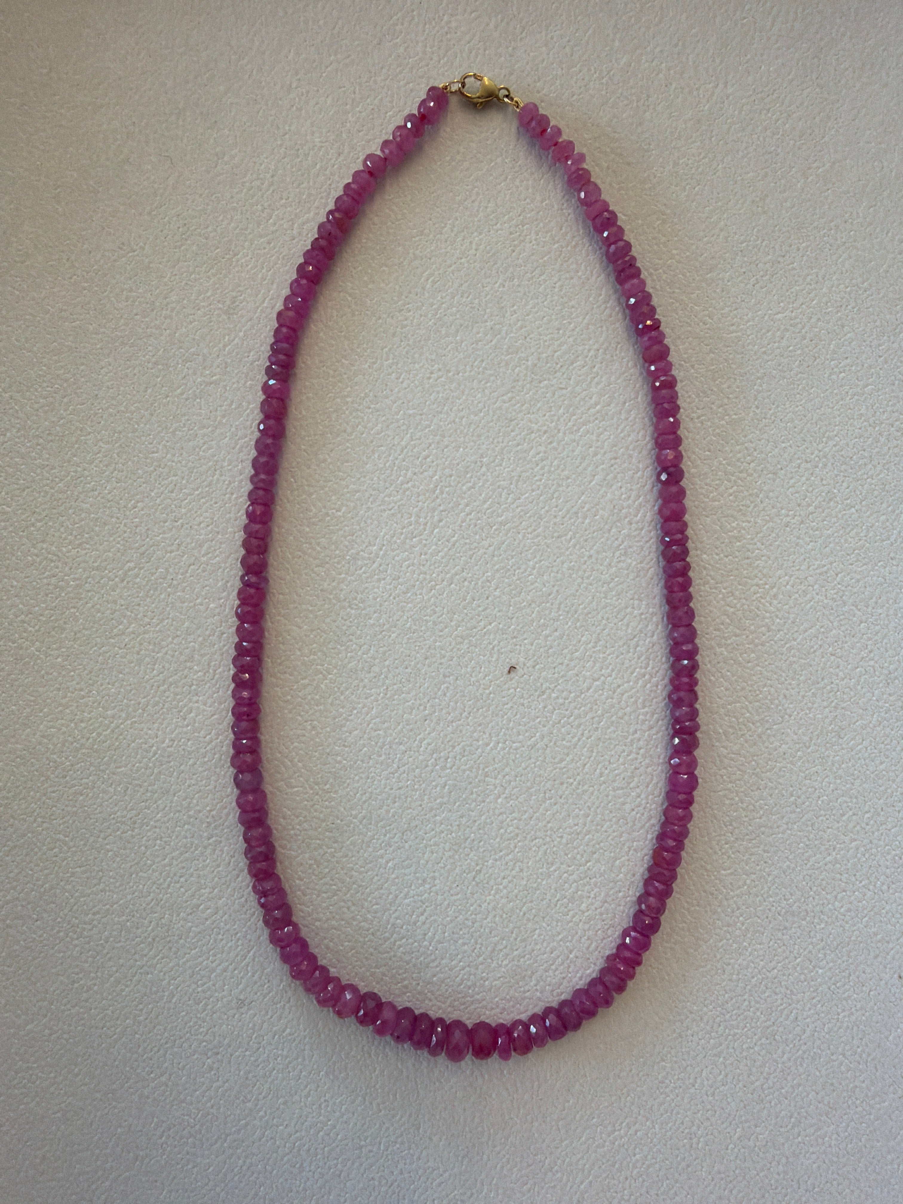 Pink Sapphire Beaded Necklace
