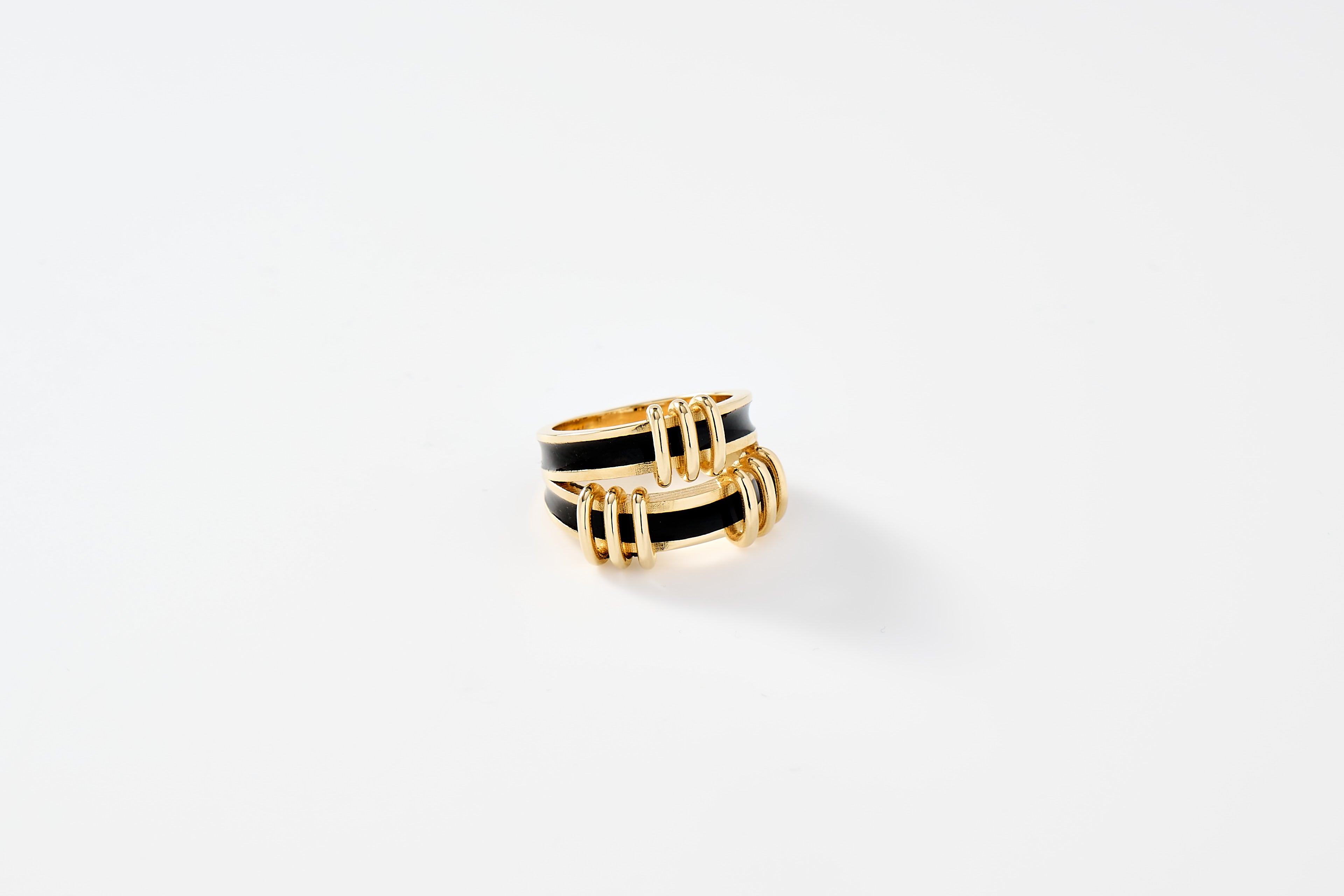 Black Enamel Double Band Ring