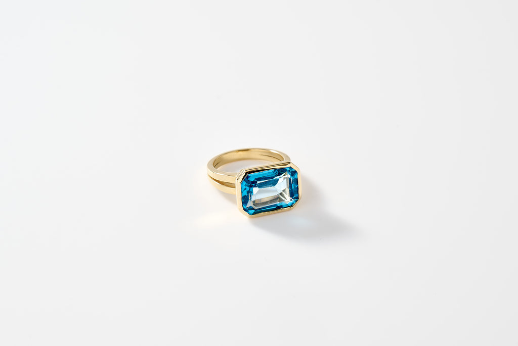 Blue Topaz Bezel Ring
