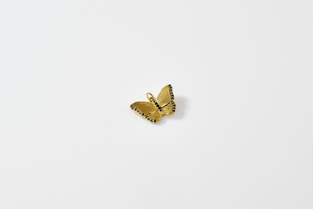 Blue Sapphire Butterfly Charm Necklace