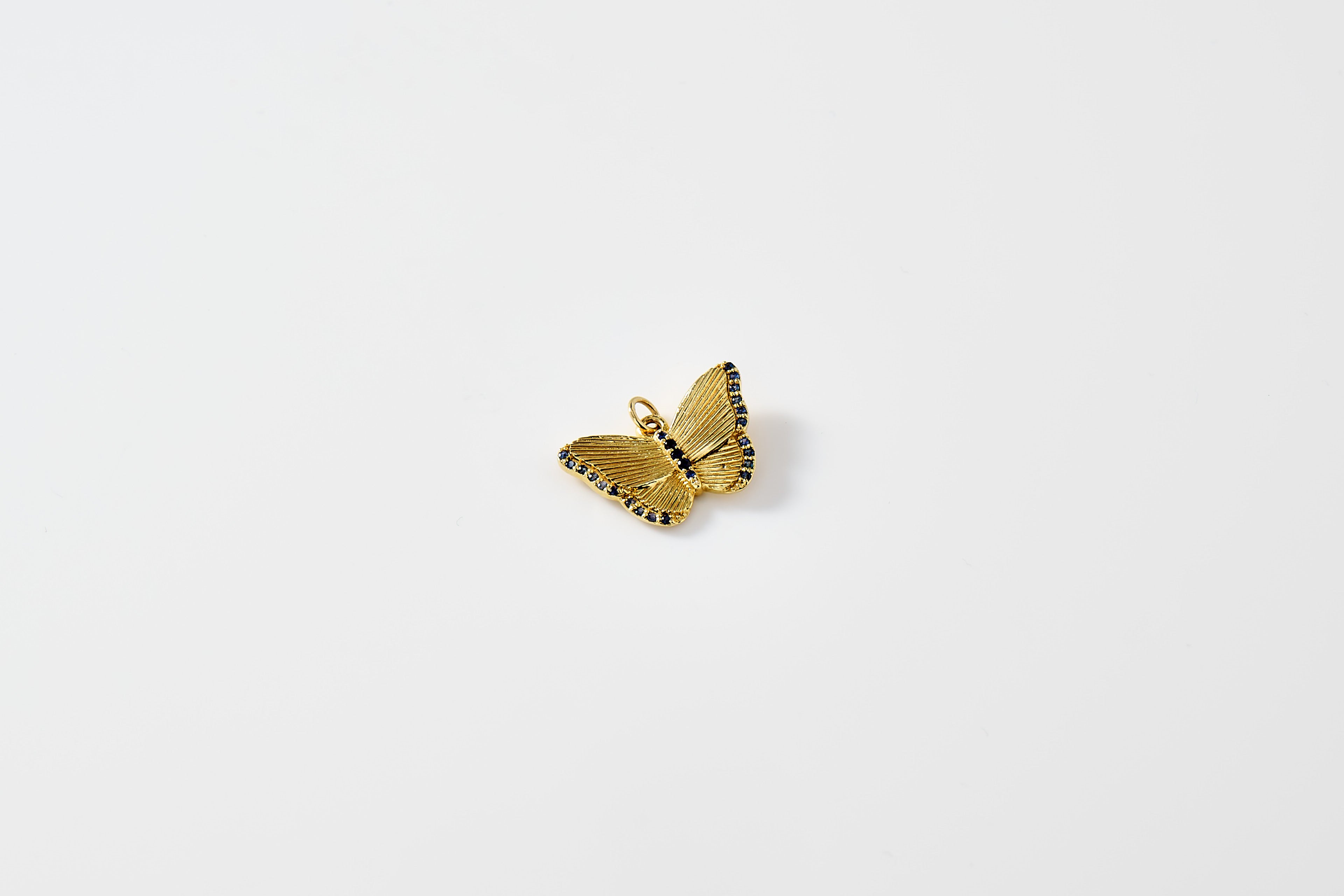 Blue Sapphire Butterfly Charm Necklace