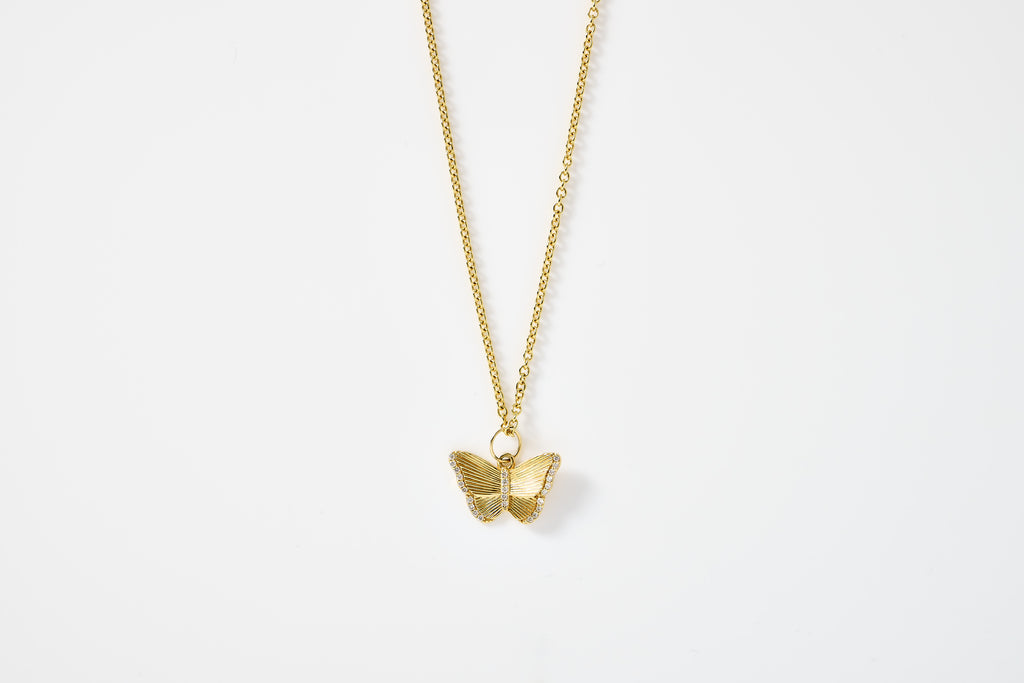 Diamond Butterfly Charm Necklace