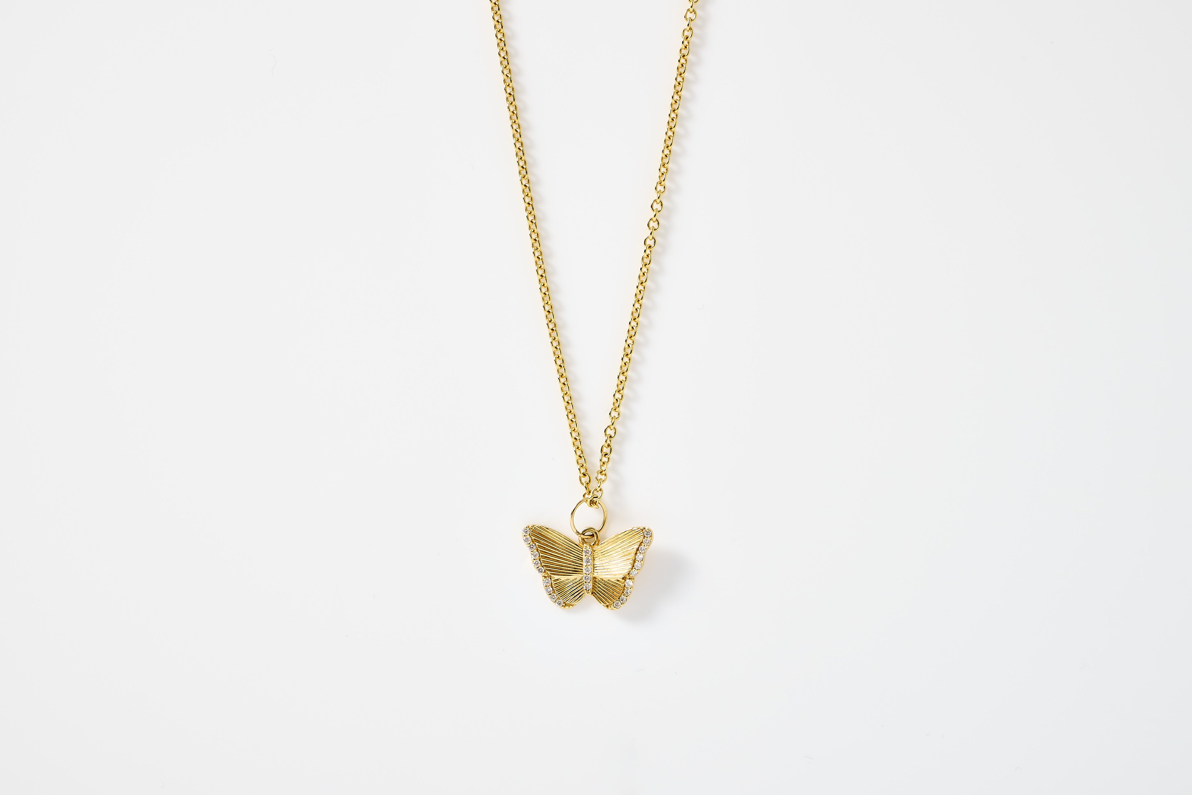 Diamond Butterfly Charm Necklace
