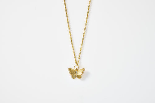 Diamond Butterfly Charm Necklace