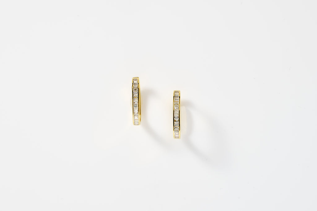 Oval Baguette Diamond Earrings