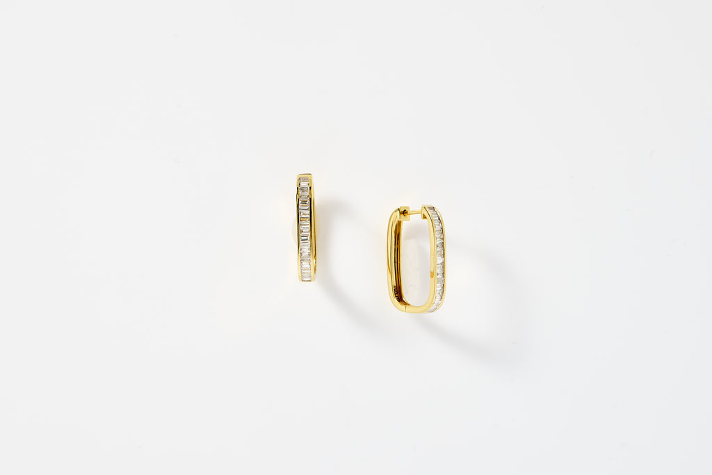 Oval Baguette Diamond Earrings
