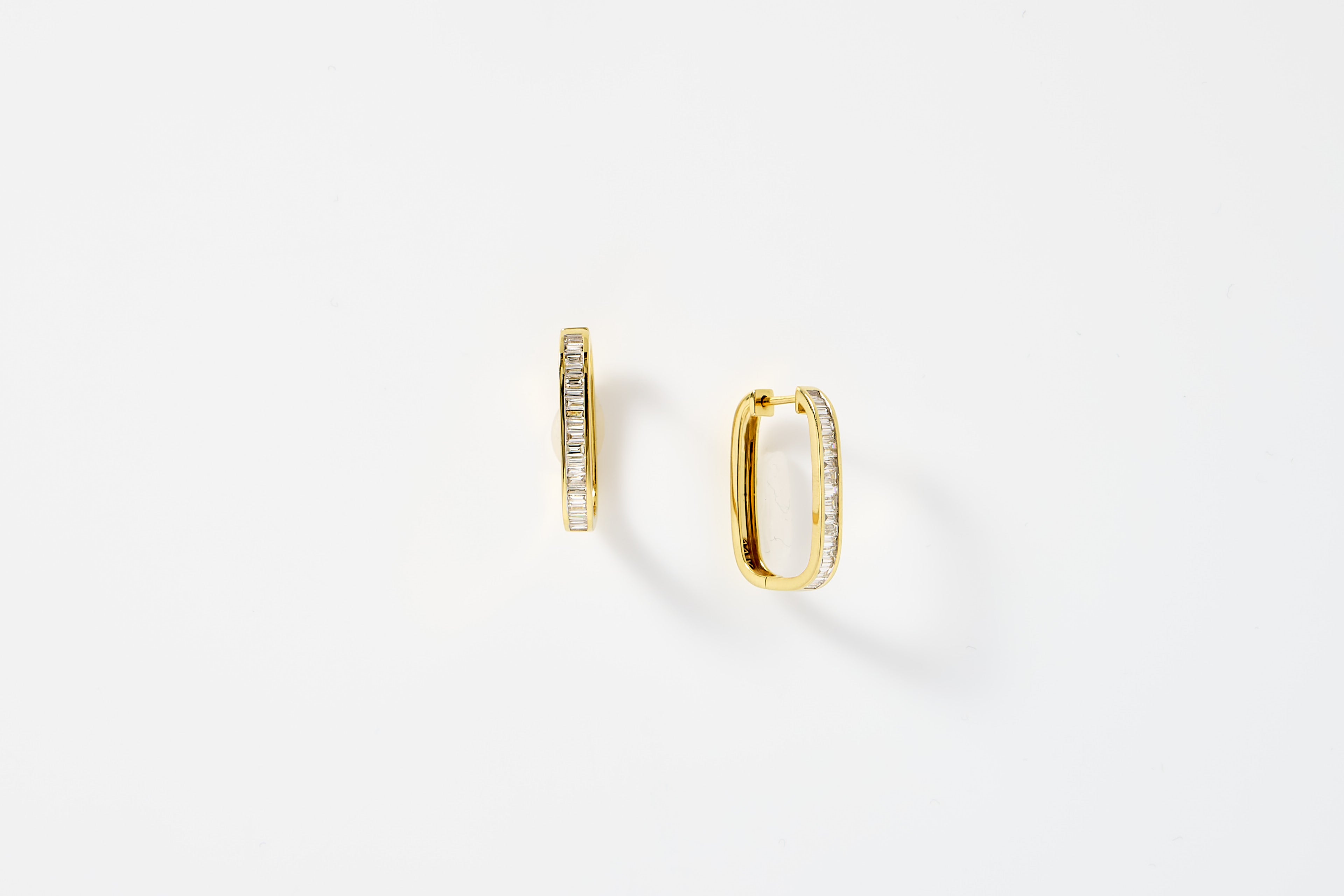 Oval Baguette Diamond Earrings