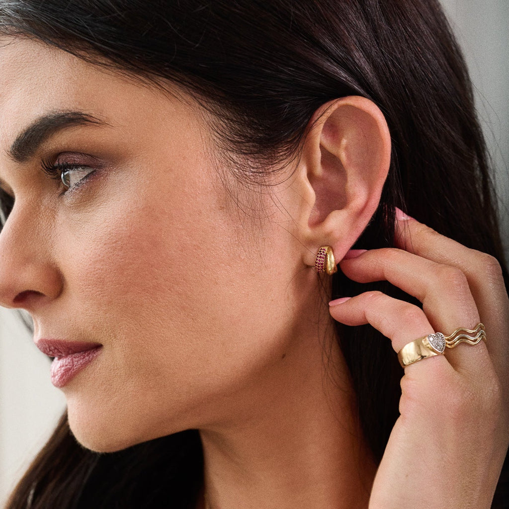 Ruby Bubble Huggie Earrings
