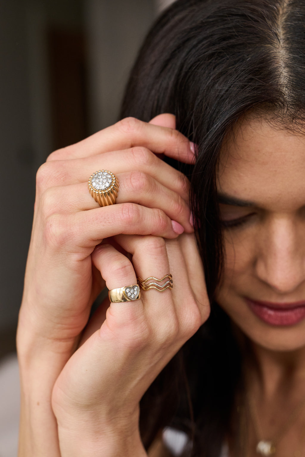 Diamond Pavé Fluted Ring