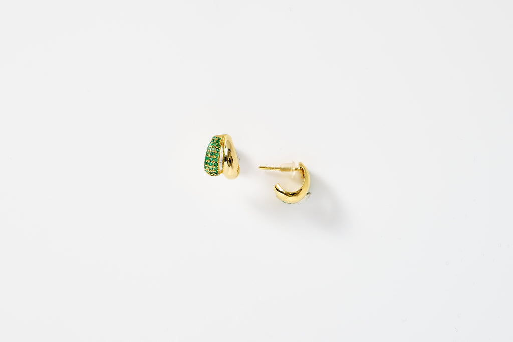 Emerald Bubble Huggie Earrings