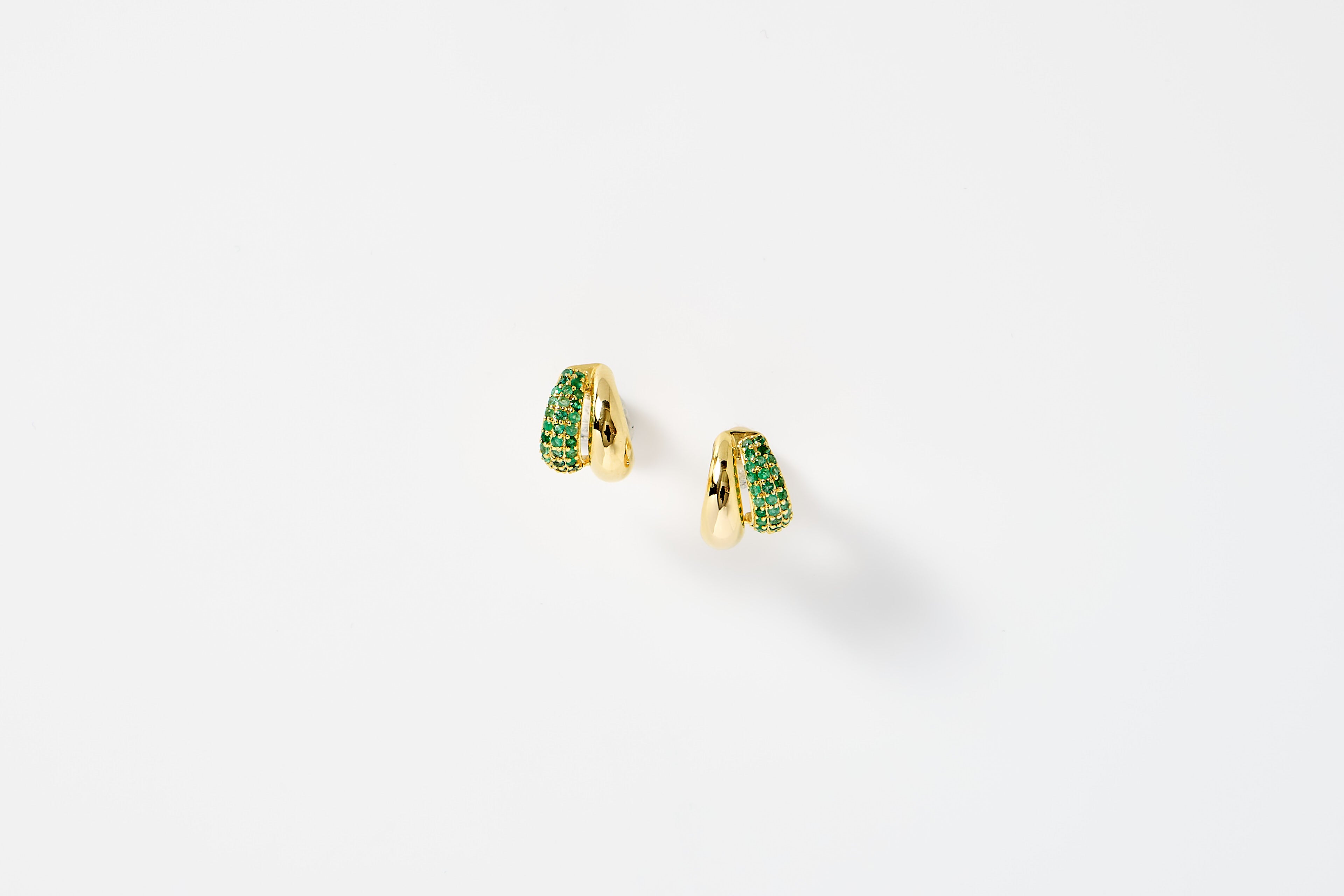 Emerald Bubble Huggie Earrings