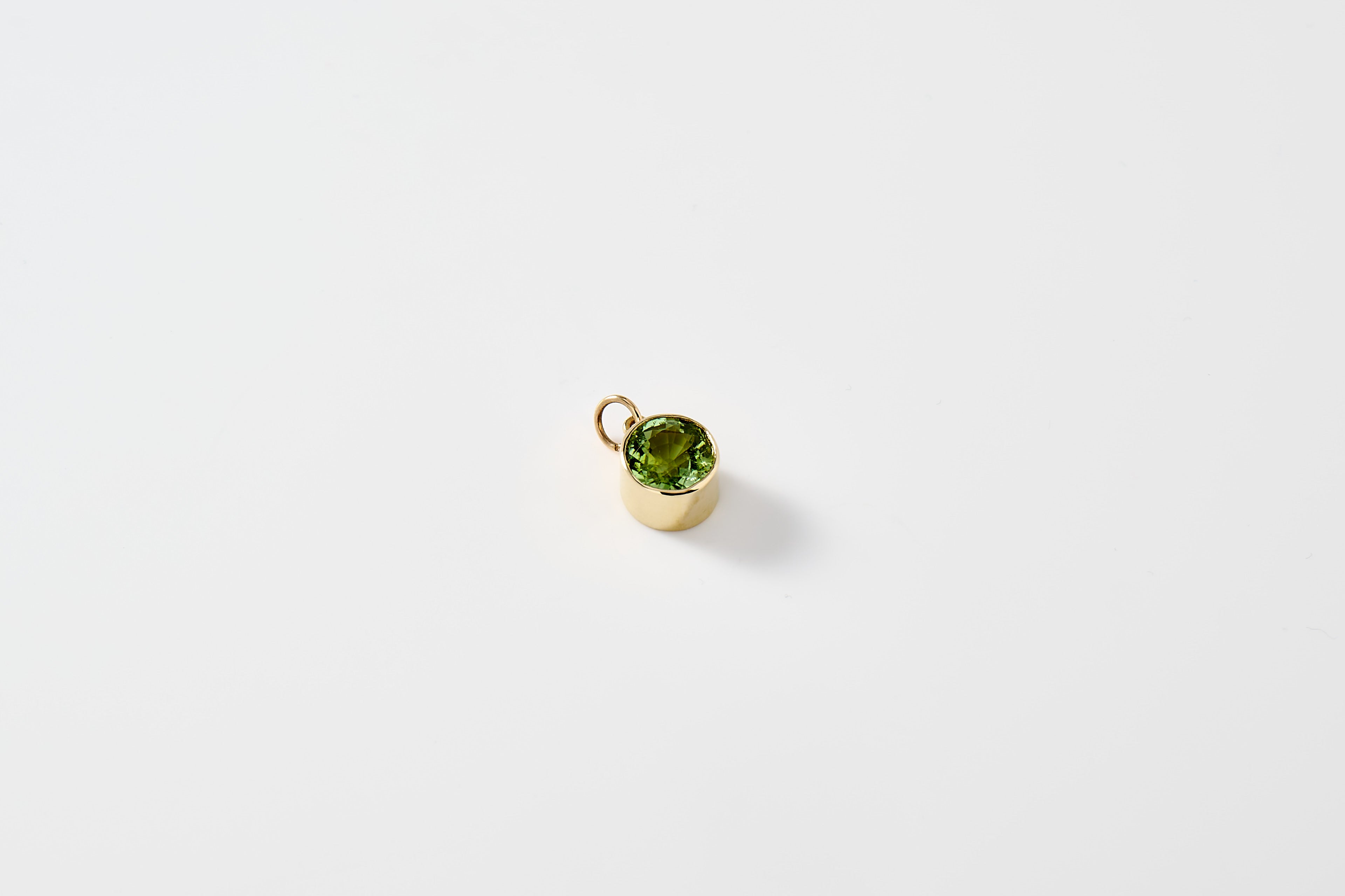 Green Tourmaline Circle Charm Necklace