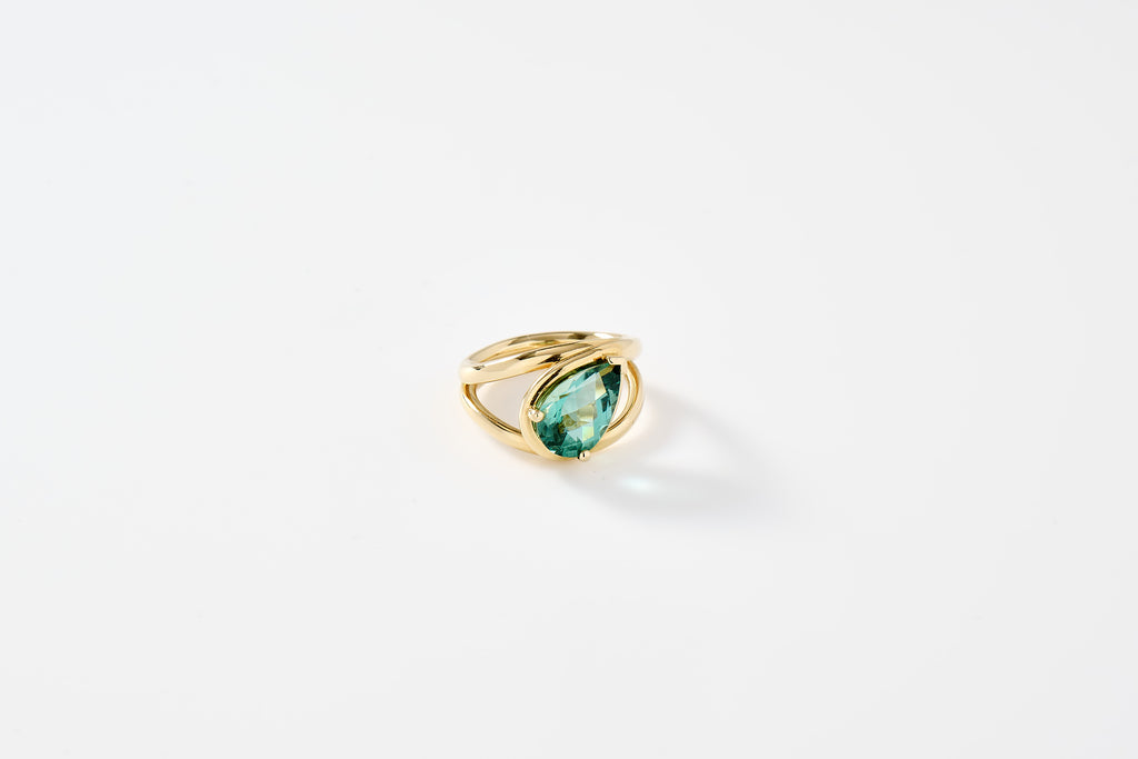Green Tourmaline Pear Ring