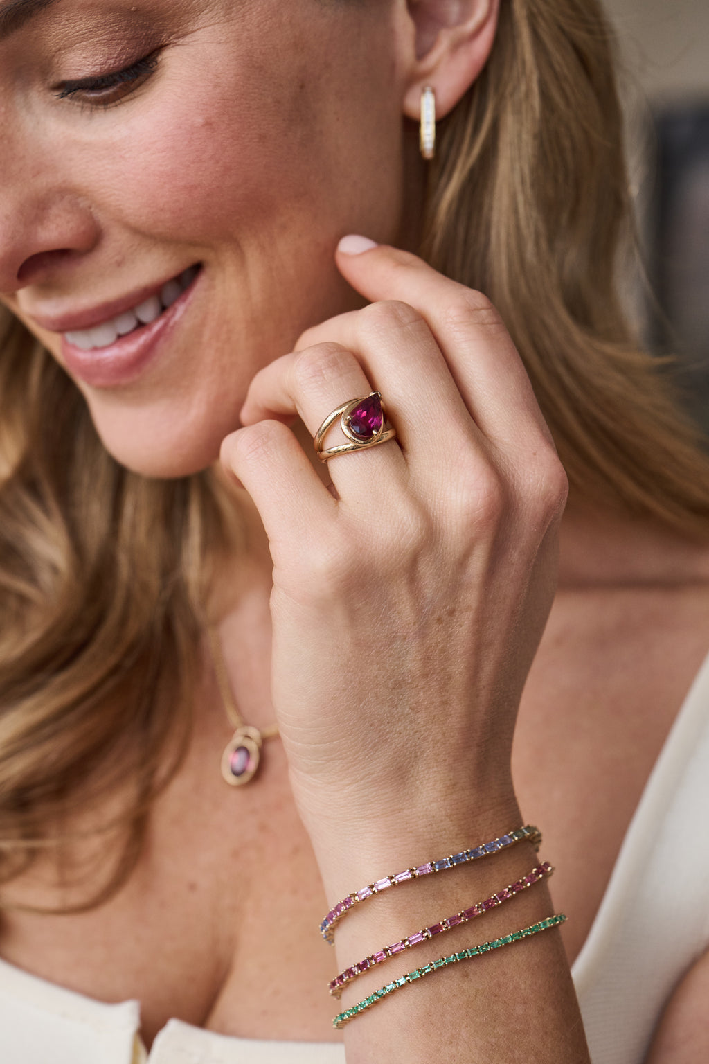 Pink Tourmaline Pear Ring