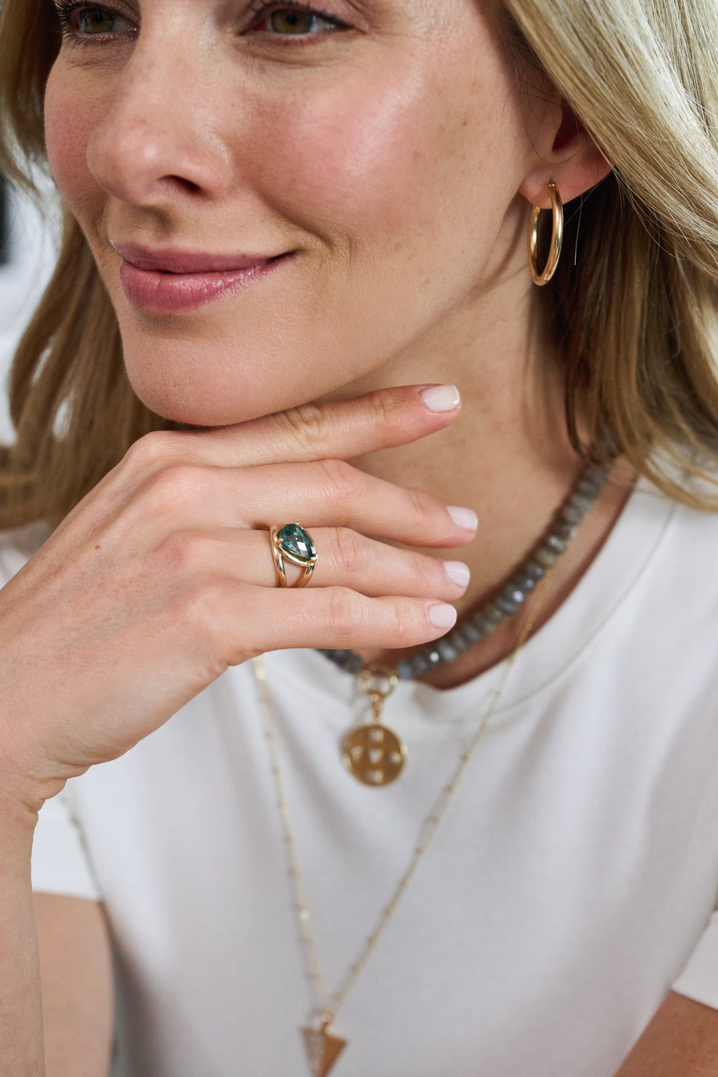 Green Tourmaline Pear Ring