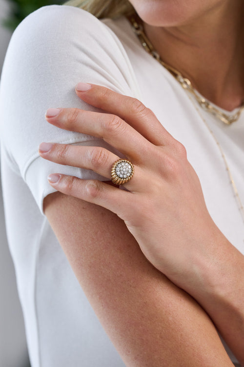 Diamond Pavé Fluted Ring
