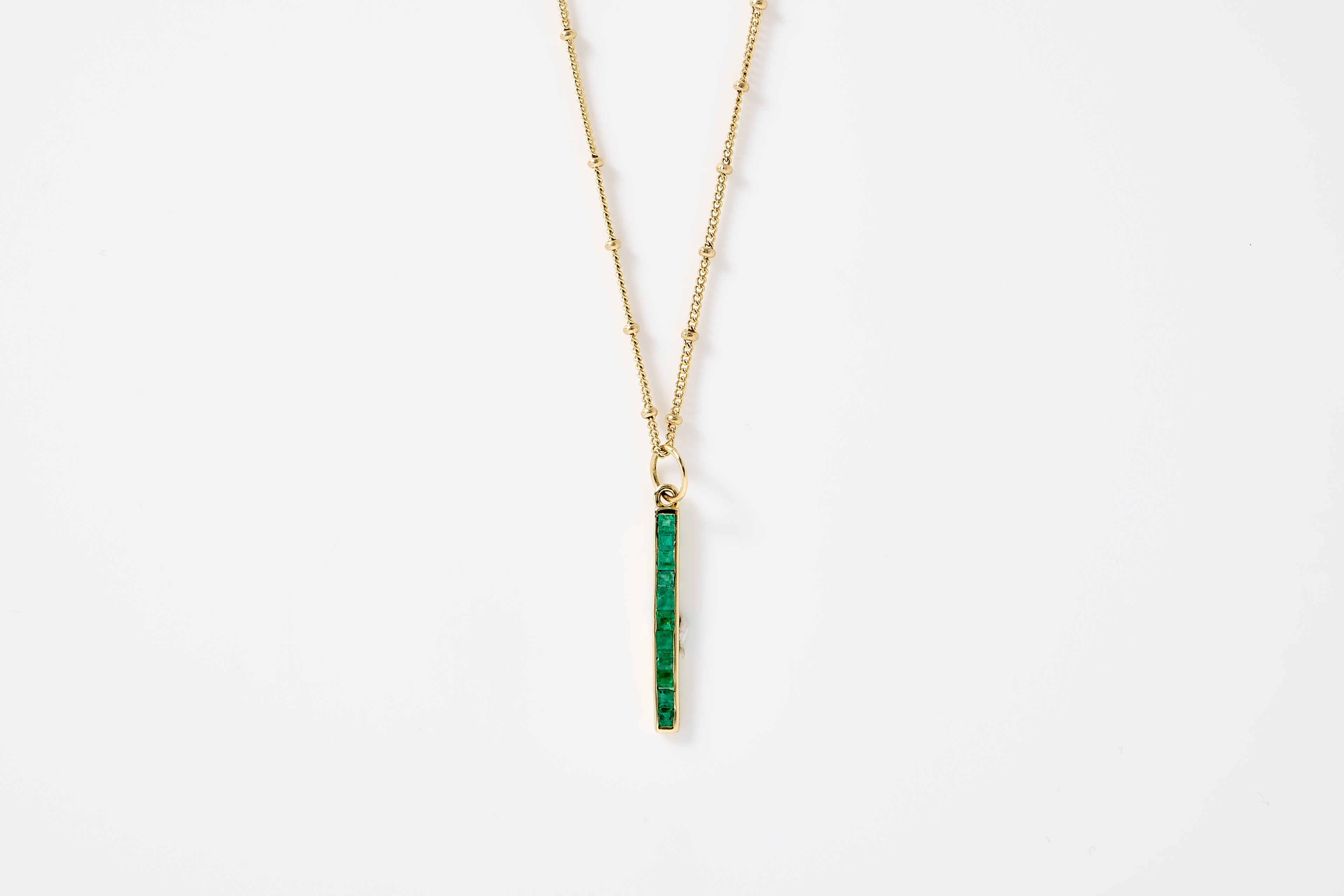 Emerald Bar Charm Necklace