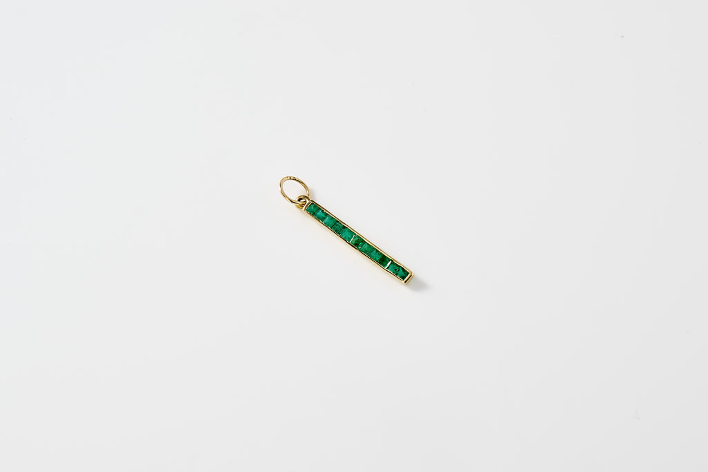 Emerald Bar Charm Necklace