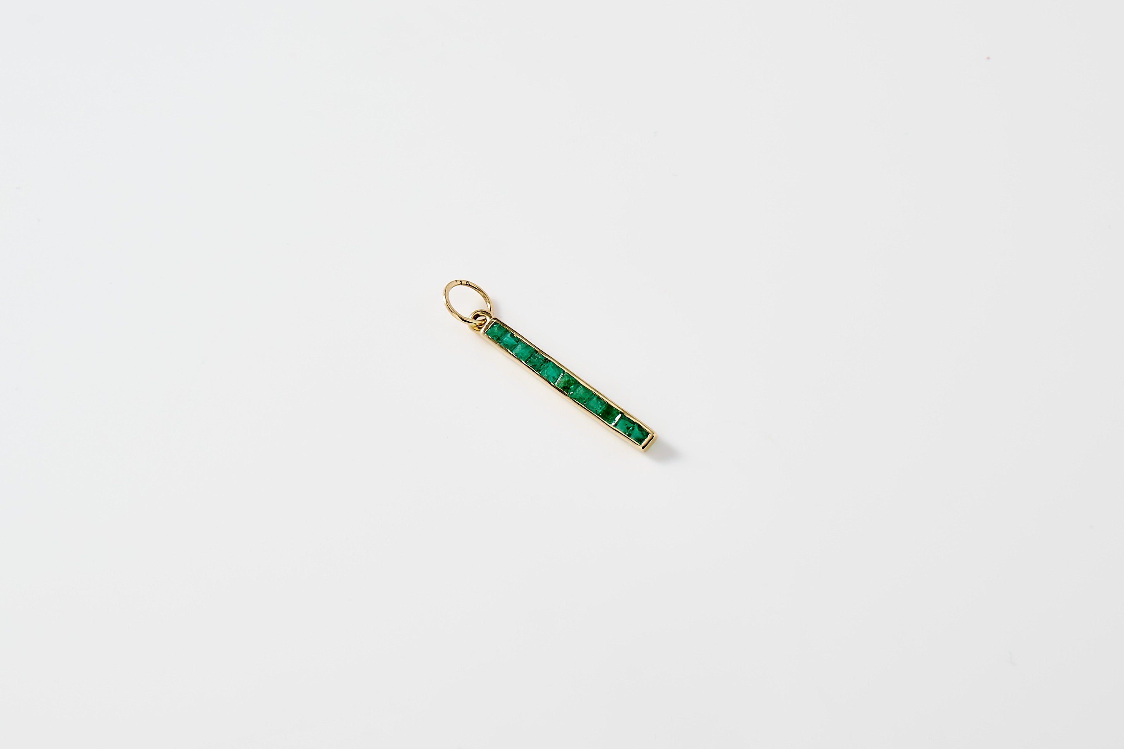 Emerald Bar Charm Necklace