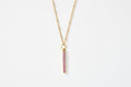 Pink Tourmaline Bar Charm Necklace