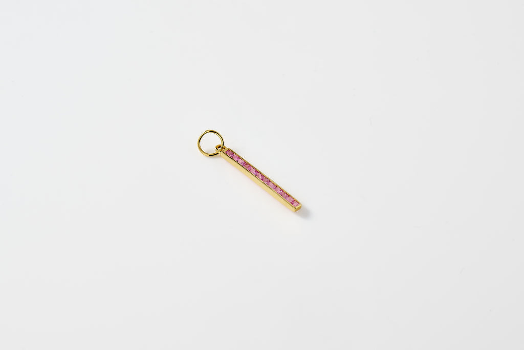 Pink Tourmaline Bar Charm Necklace