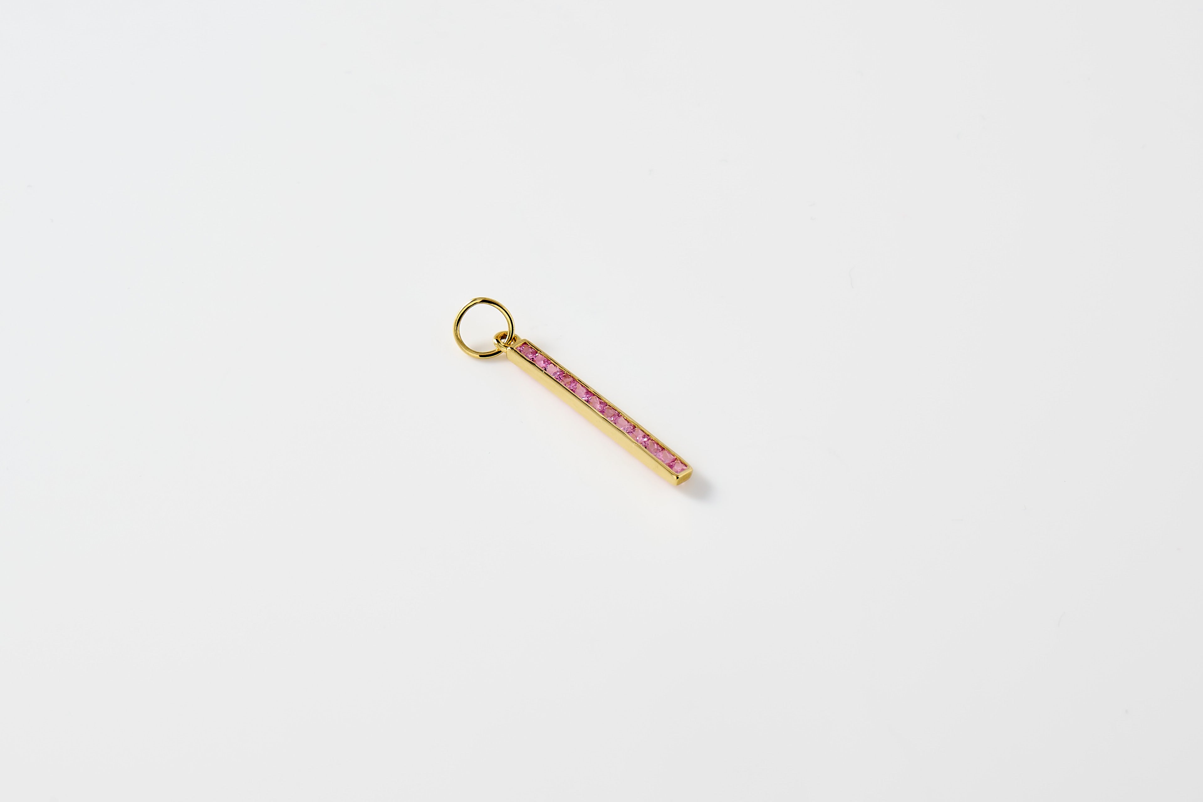 Pink Tourmaline Bar Charm Necklace