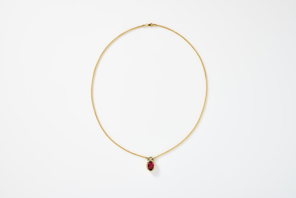 Pink Tourmaline Bezel Necklace