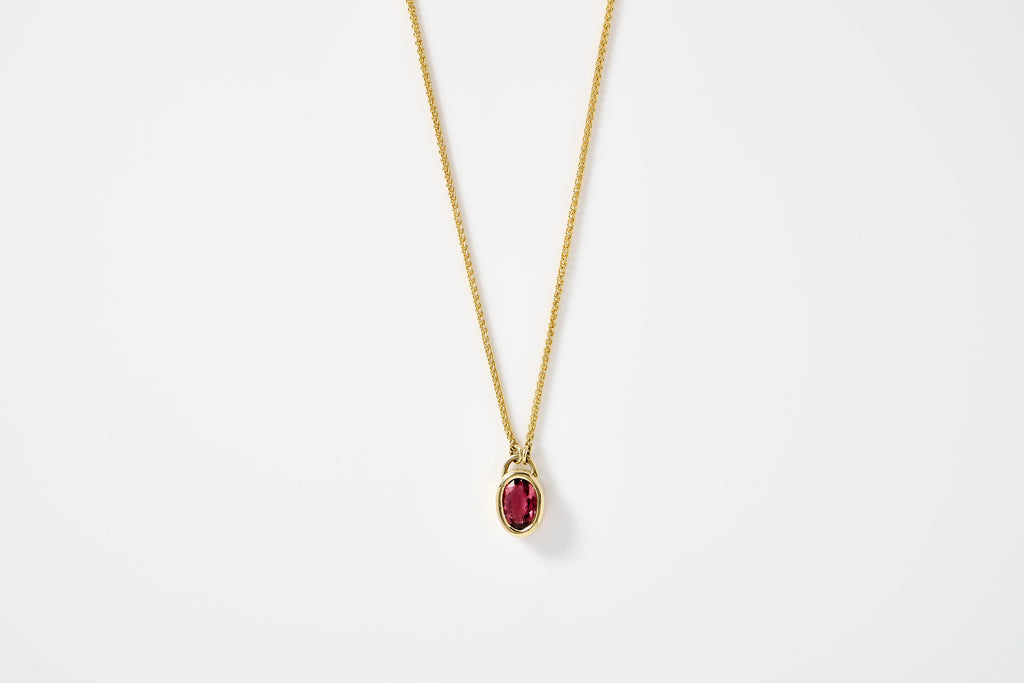 Pink Tourmaline Bezel Necklace