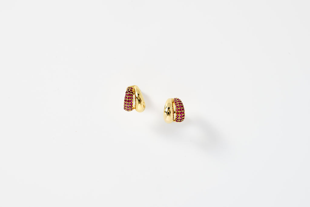 Ruby Bubble Huggie Earrings