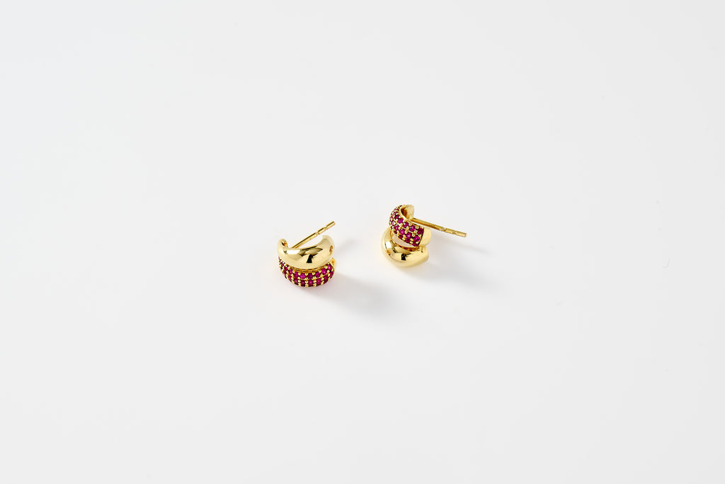 Ruby Bubble Huggie Earrings