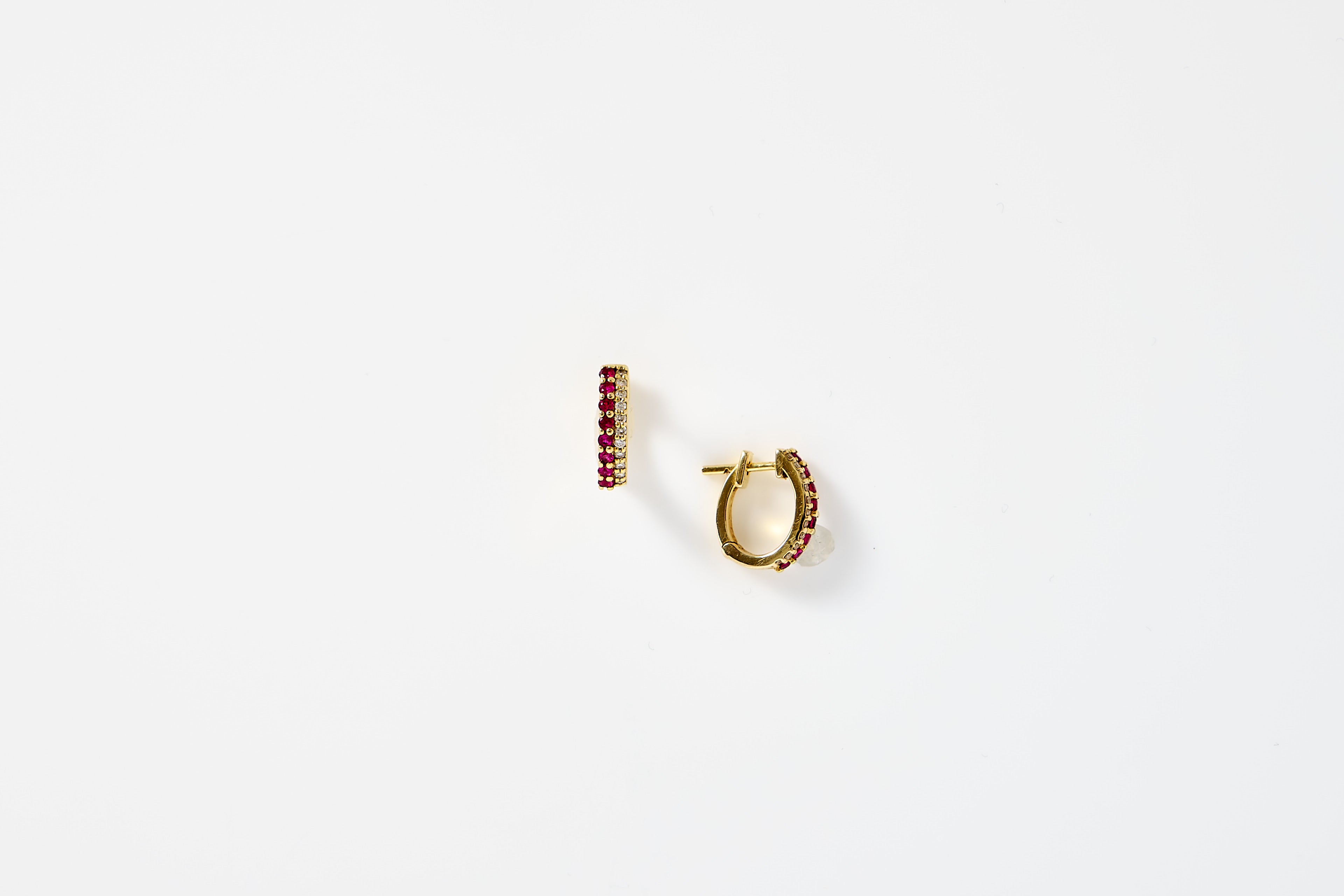 Ruby and Diamond Huggie Earrings