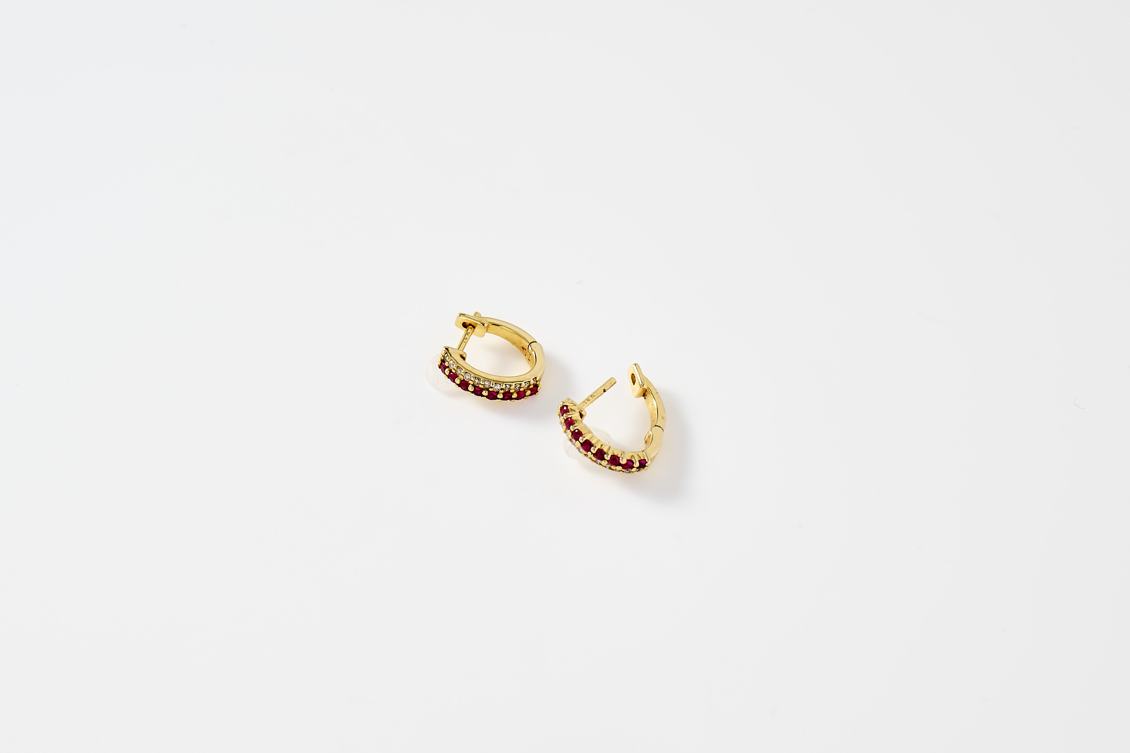 Ruby and Diamond Huggie Earrings