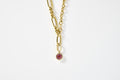 Pink Tourmaline Circle Charm Necklace
