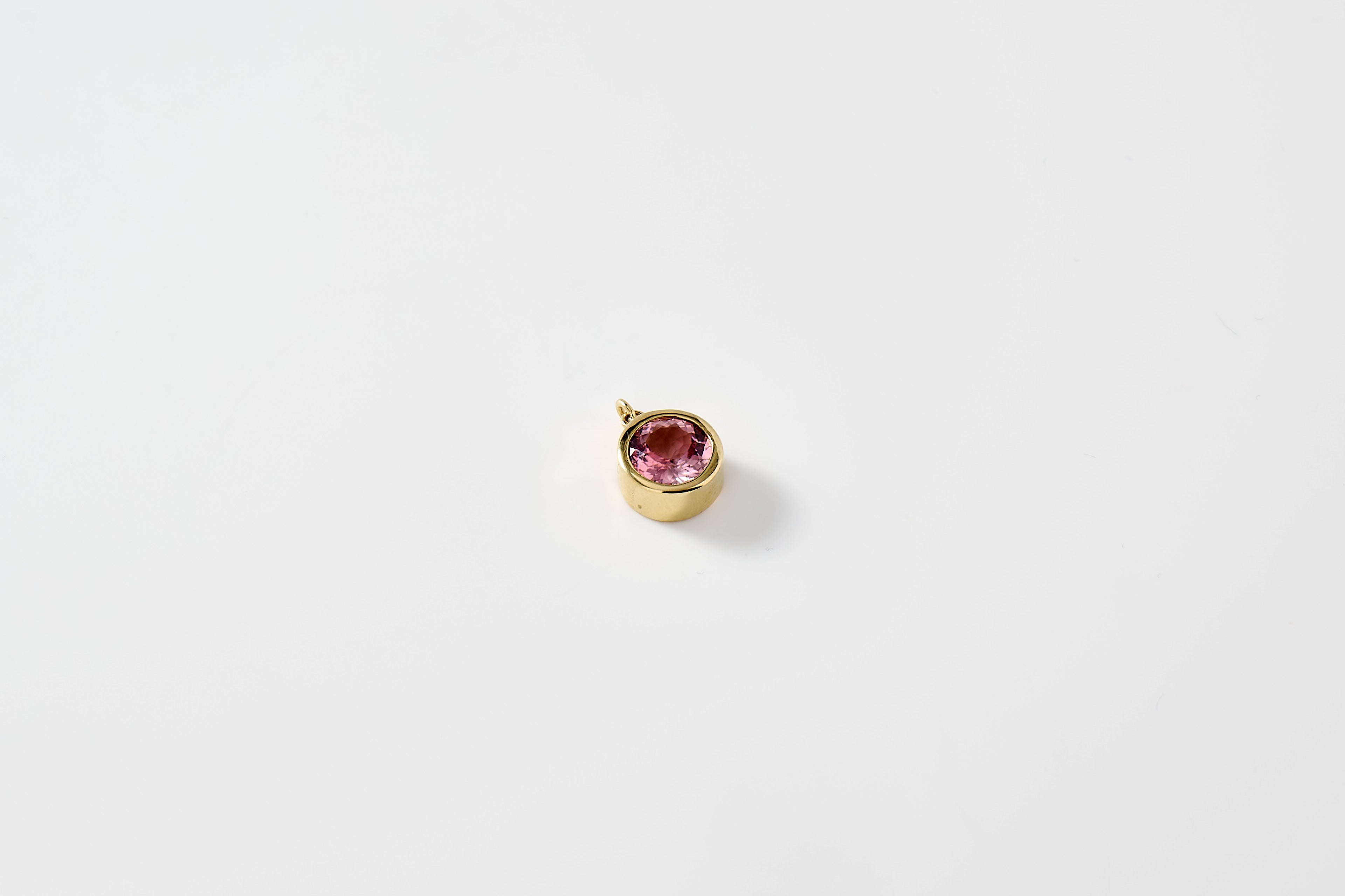 Pink Tourmaline Circle Charm Necklace