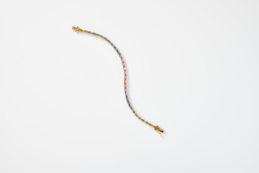 Multi Sapphire Baguette Tennis Bracelet