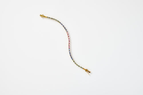 Colorful beaded bracelet on a white background